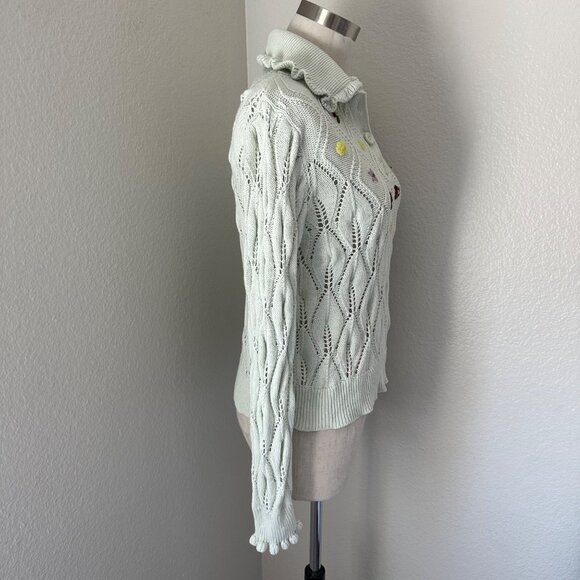 Sandy Liang X Target Chantilly Rib Knit Pullover Sweater Peter Pan Neckline Embr - Picture 3 of 6